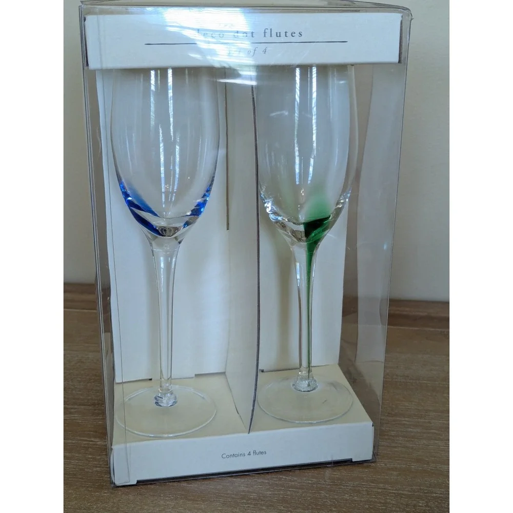 Pier 1 One Imports Colored Glass Teardrop Champagne Flute 9